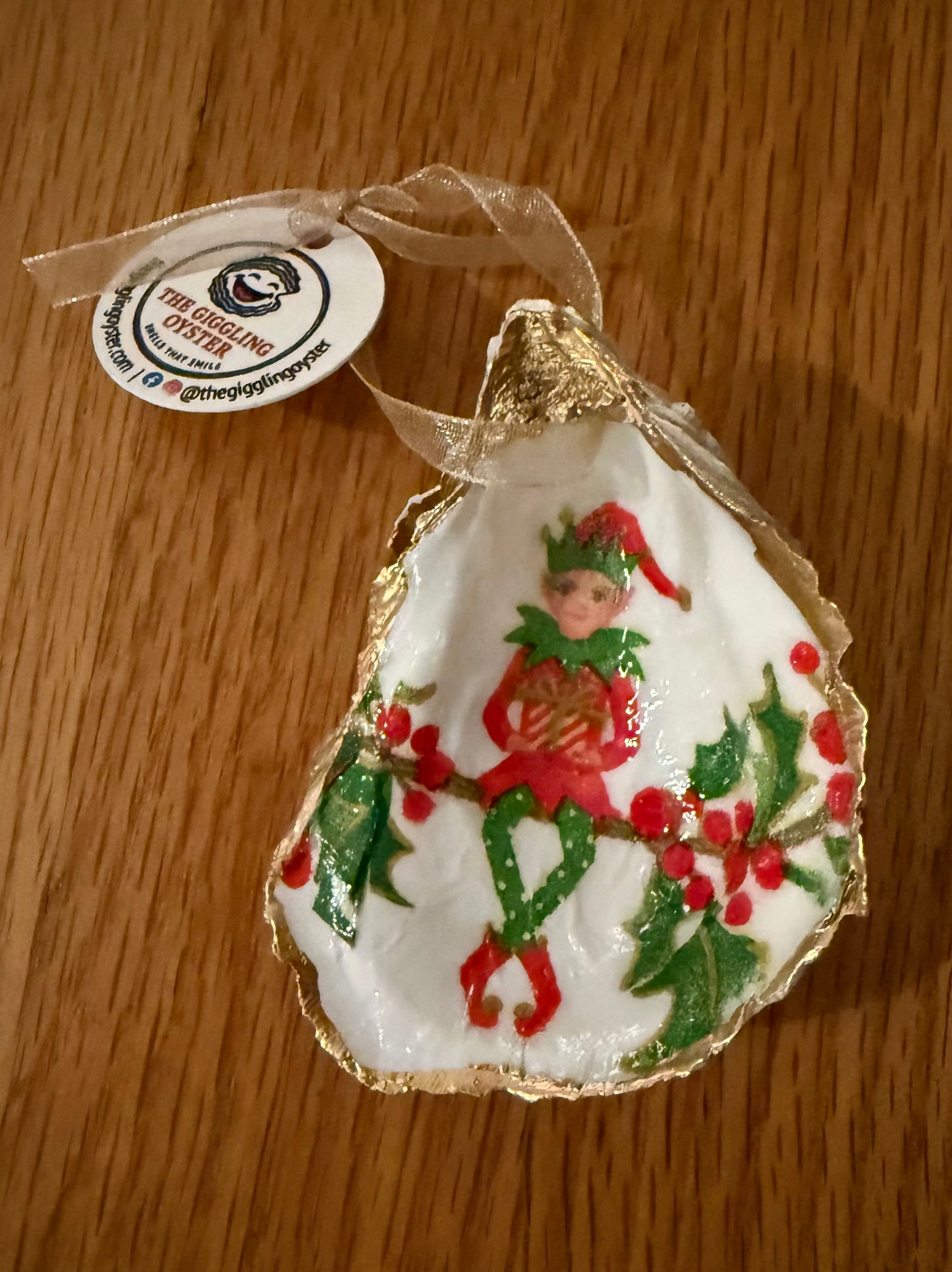 Elf on a Shell Ornament
